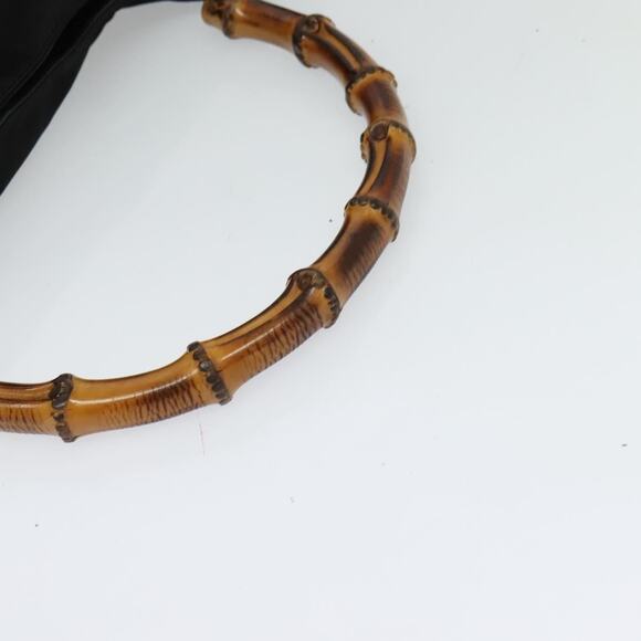 GUCCI Bamboo Hand Bag Nylon Black Silver 001 2404 001 2404 - Picture 7 of 16